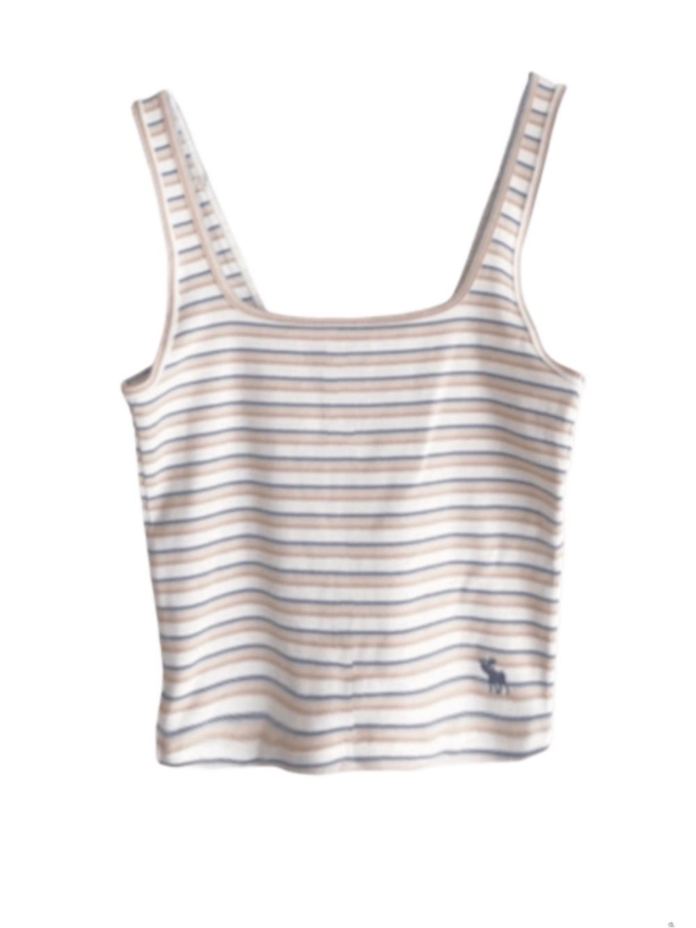 ABERCROMBIE & FITCH Striped Cropped Cotton Tank Top